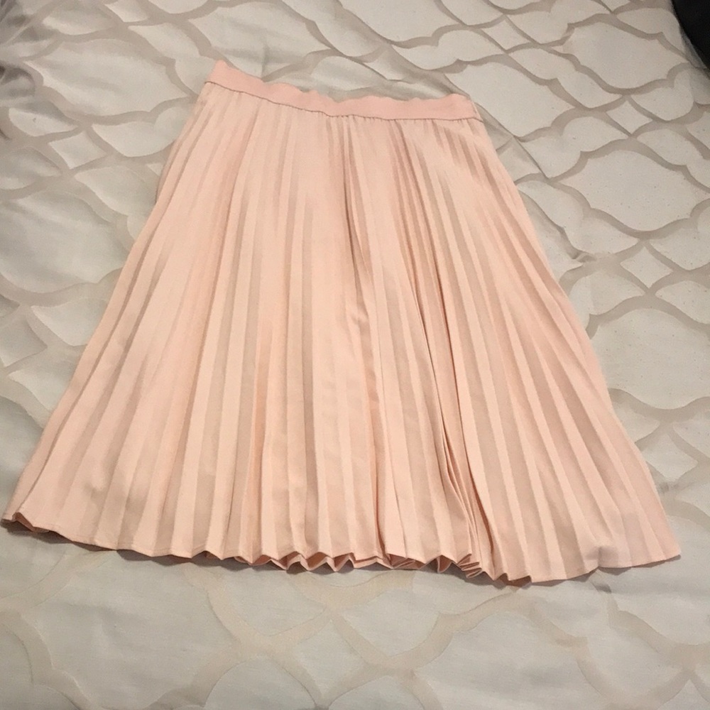 Pink Pleated Skirt - Mid Knee Length